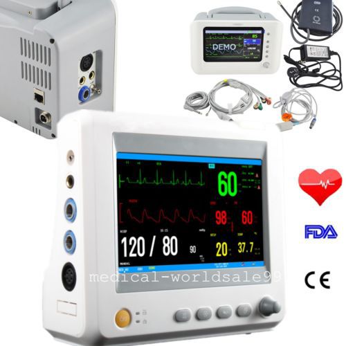 7&#039;&#039;Digital ICU 6-parameter Patient Monitor ECG NIBP RESP TEMP SPO2 PR Sensor Kit