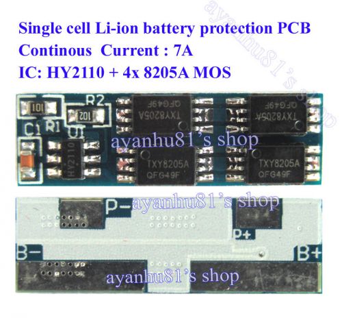 Single cell 7a 3.7v 4.2v li-ion lithium 18650 14450 battery protection pcb 1s for sale