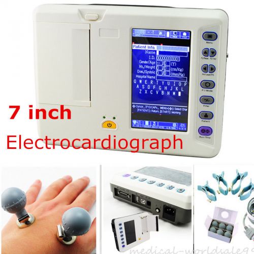 7 inch LCD 6-Channel 12-Lead Digital Electrocardiograph ECG /EKG Machine 40 case