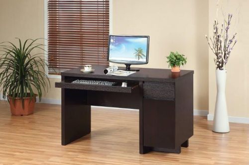 Enitial Lab Curley Office Desk with Keyboard Tray, Cappuccino