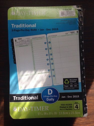 Day-Timer Traditional 2 page per Day Jan -Dec 2015 5 7/16&#034; x 8 1/2&#034; 92800