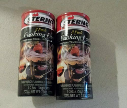 LOT of 2 - 3 Packs Sterno Cooking Fuel 2.6 oz. Cans Free Ship US!