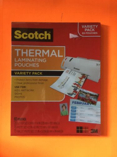 SCOTCH THERMAL LAMINATING POUCHES VARIETY PACK 65 POUCHES FREE SHIPPING