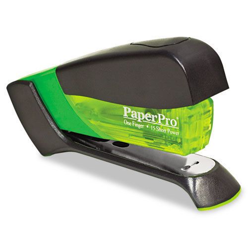 PaperPro Compact Stapler 15 sheet/105 Staples Cap. Clear Green, Black, 2 Each