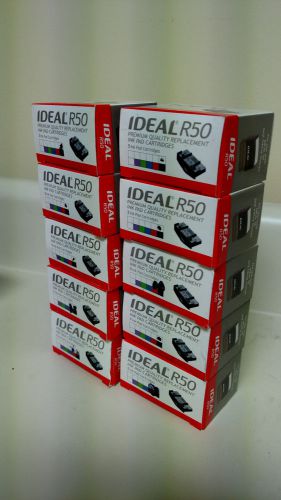 Lot of 50 NEW Ideal R50 Self Inking Stamp Replacement Ink Pads (Black Ink)