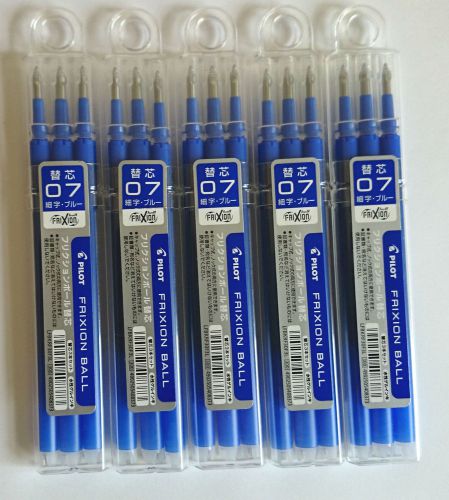 15pcs Pilot FriXion Refills 0.7mm Roller pen with plastic case Blue Erasable