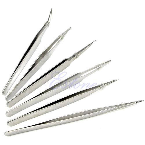6pcs stainless steel anti-static tweezer maintenance repair tool nipper ts10-15 for sale