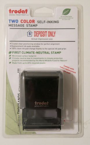 Trodat 4912 Self-inking Stock Stamp 2 Color - Deposit Only - Red Blue Ink