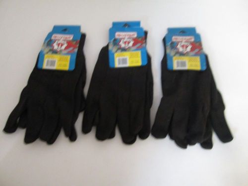 Brown Jersey General Purpose Gloves LARGE - Lot of 3 -- Brand New Packages