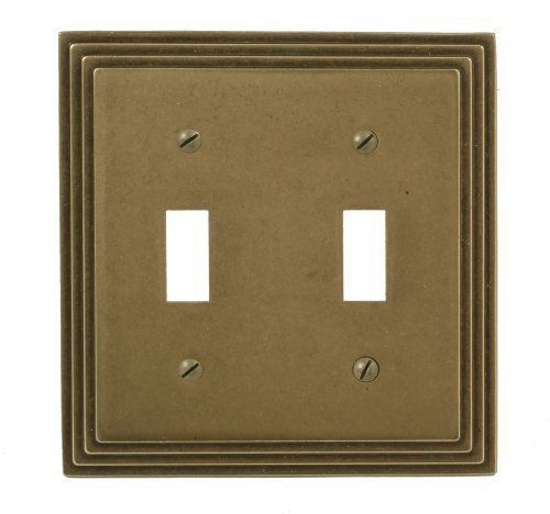 Amerelle 84TTRB Steps Double Toggle Wallplate, Rustic Brass New