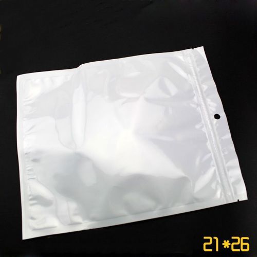 100pcs 21x26cm White Top Feed Pearl film Ziplock Bags Food Bags Pouches 6Mil