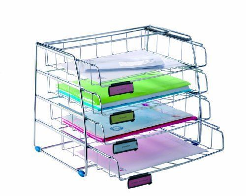 Alba four-level side loading wire desktop letter sized trays  with label holders for sale