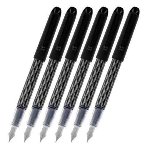 Pilot Varsity Disposable Fountain Pens, Black Ink, Medium Point, Pack of 6