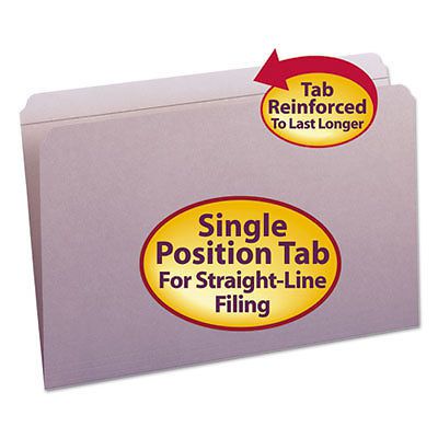 File Folders, Straight Cut, Reinforced Top Tab, Legal, Lavender, 100/Box