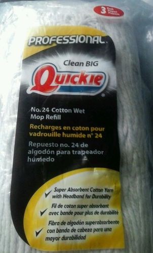 New Quickie #0381-3  3 Pack Professional No 24 Cotton Wet Mop Refill