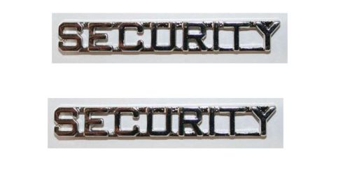 2 SECURITY Guard Officer Silver Nickel Uniform Collar Brass Insignia Pins 1/2&#034;