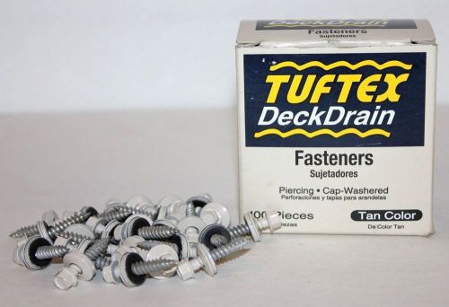 100 Tan Deck Drain Fasteners Piercing Cap-Washered Pack Tuftex USA