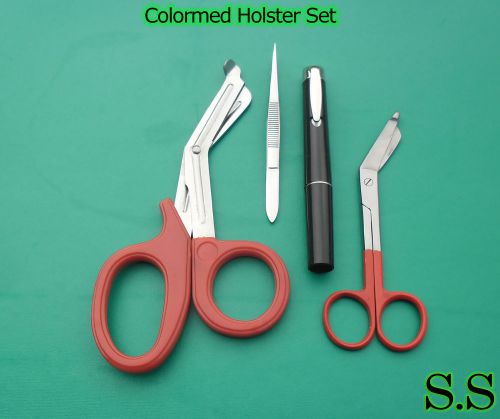 Colormed Holster Set EMS Red EMT Diagnostic+Red Lister Bandage Scissors