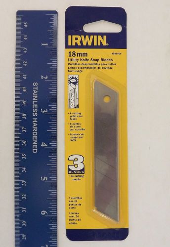 New Irwin 18mm Utility Knife Snap 3 Blades = 24 Cutting Points Razor 2086400