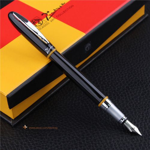 Pimio 907 MONTMARTRE Fountain Pen Lacquered Black &amp; Yellow Office Lady Pens Slim