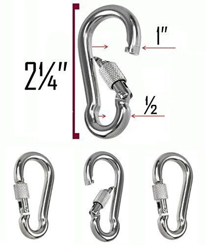 Stainless steel 304 spring snap hook carabiner with screw lock, 2 1/4 inch -set for sale