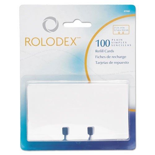 Rolodex Plain Unruled Refill Card, 2 1/4 x 4, White, 100 Cards/Pack 67558