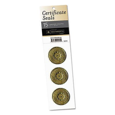Gold Certificate Seals, &#034;Achievement&#034;, 1 3/4&#034; dia, Gold, 15/Pack, 1 Package