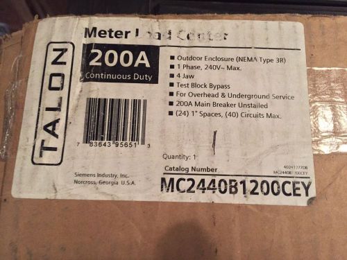 New! siemens talon meter load center mc2440b1200cey 200 amp cont duty for sale