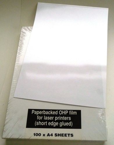 LASER PRINTER OHP A4 Film Paperbacked (Short Edged Glued) 100 Sheets