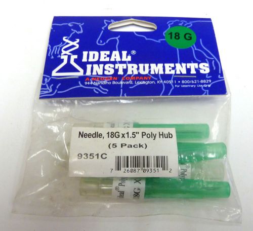 Lot of 5 Ideal Instruments 18Gx1.5&#034; Poly Hub Needles  9351C