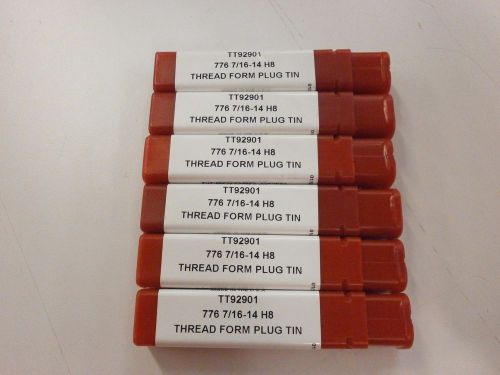 6pc) 7/16-14 h8 thread roll form plug tap tin coated titan usa tt92901 tt126 for sale