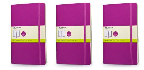 Pack of 3 moleskine soft cover  colored notebook, large, plain, orchid purple for sale