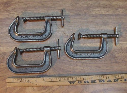 Old used tools,3 vintage cincinnati no. 530-3&#034; maximin &#034;c&#034; clamps,excellent for sale