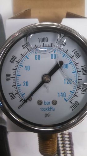 0-2000 psi 2.5  liquid-filled hydraulic/compressor air water gauge for sale