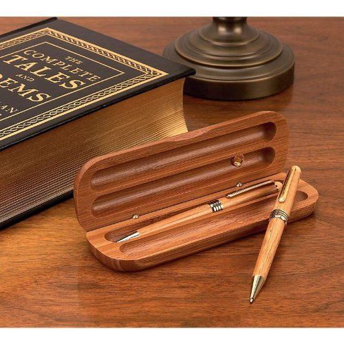 OpenBox Alex Navarre Durable Bamboo Ballpoint Pen and Pencil Set