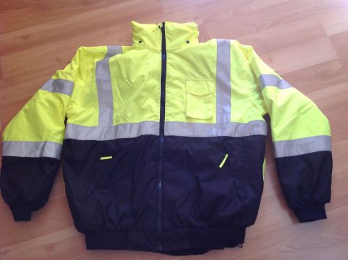 waterproof safety jacket with hood and Removable fleece lining. Size X Large