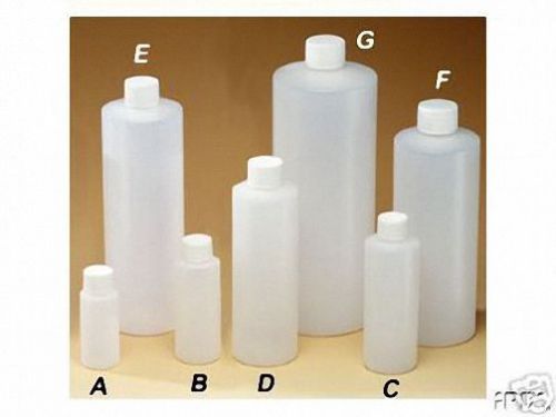 16 oz (473 ML) HDPE Plastic Cylinder Round Bottles w/Caps (Lot of 50)