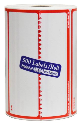 3 x 5&#034; red to/ from shipping labels (500 labels) for sale