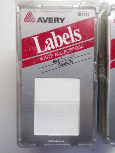 AVERY 06117  1-1/2&#034; x 2-3/4&#034; WHITE blank LABELS 75 count N1