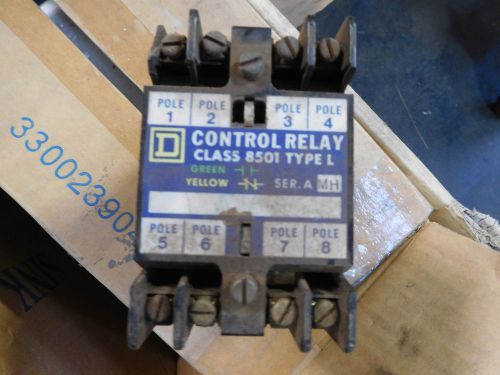 SQUARE D CONTROL RELAY CLASS 8501 TYPE L SER. A USED