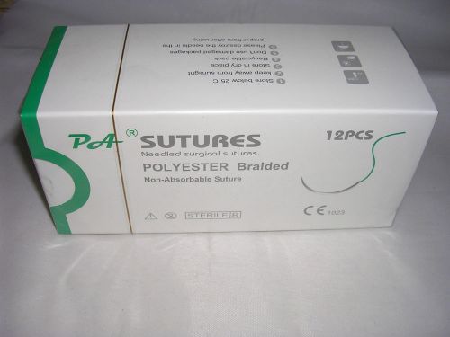 12PC Sutures USP3/0 75cm POLYESTER BRAIDED suture