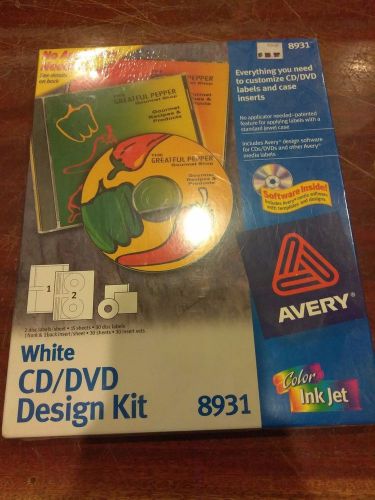 Avery ink jet 8931 matte white cd/dvd labeling kit 30 disc labels - new for sale