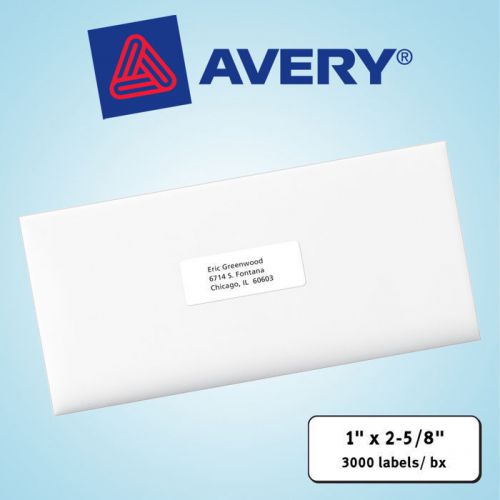 Avery easy peel laser mailing labels 1&#034; x 2-5/8&#034; white 3,000ct for sale