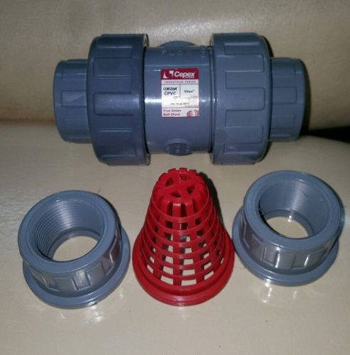 NEW 1 INCH PVC BALL CHECK VALVE W/FOOT SCREEN **VITON SEALS** REPLACES SPEARS