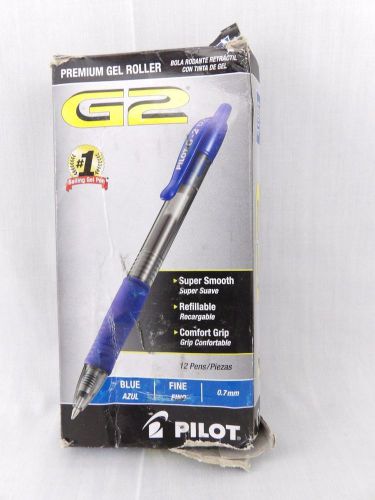 12 Pilot G2 Retractable Rollerball Gel Ink Pens Fine Point Blue Ink
