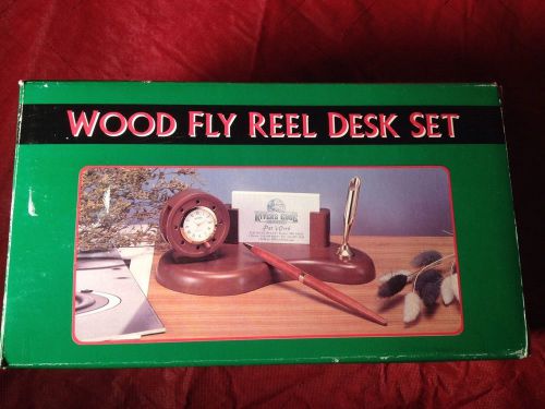 River&#039;s Edge Wood Fly Reel Desk Set Office Deco Home Deco Fly Fishing Business