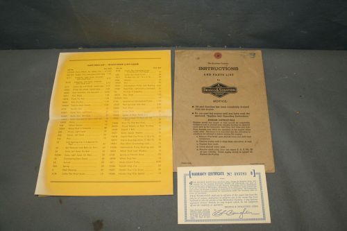 Vintage Briggs &amp; Stratton 18&#034; Power Lawn Mower Instruction &amp; Parts Price List