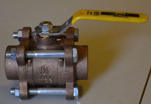 Milvaco ba-350 1 1/4&#034; 400 wog 150 swp 3-pc full port bronze ball valve, solder for sale