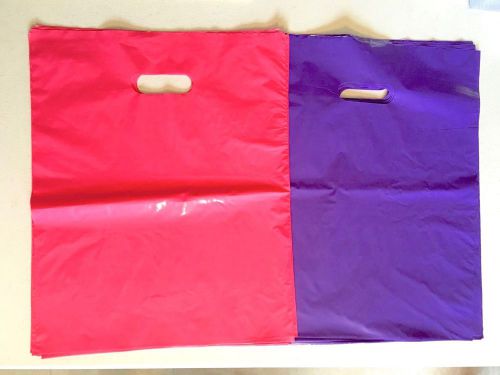 100 12x15 Glossy Pink and Purple Plastic Merchandise Bags w/Handles