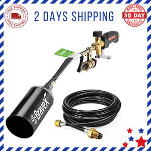 Torch Weed Burner High Output Turbo Trigger Push Button Hose For Ice Snow Melter
